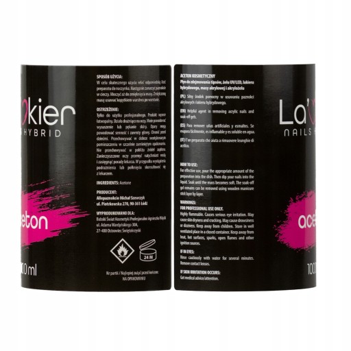 La'Kier 2x500ml Очиститель, диспенсер для ватных тампонов с ацетоном