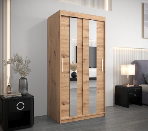 Szafa przesuwna z lustrem, garderoba POLE 100 cm