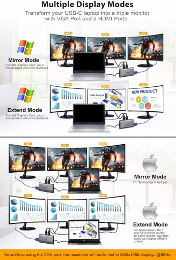 USB-ХАБ ДОК-СТАНЦИЯ HDMI VGA ETHERNET SD USB 3