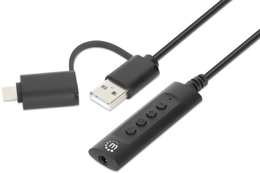 MANHATTAN ADAPTER KARTA DŹWIĘKOWA ZEWNĘTRZNA USB-C/USB-A NA JACK 3.5MM TRRS