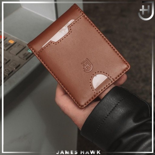 Мужской кожаный кошелек James Hawk Smart Wallet Slim 1,5 см RFID Черный
