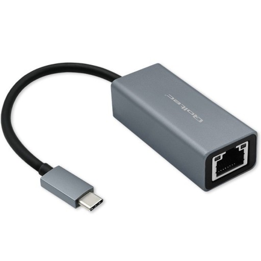 Ethernet-адаптер Qoltec USB-C — RJ45 / 1000 Мбит/с / алюминиевый корпус
