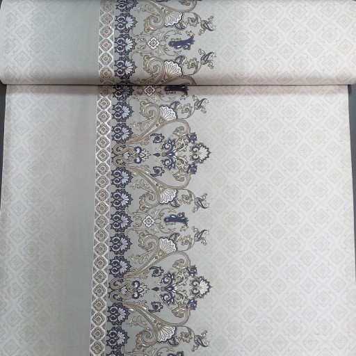 Ткань COTTON SATIN SILVER LACE - BORDER
