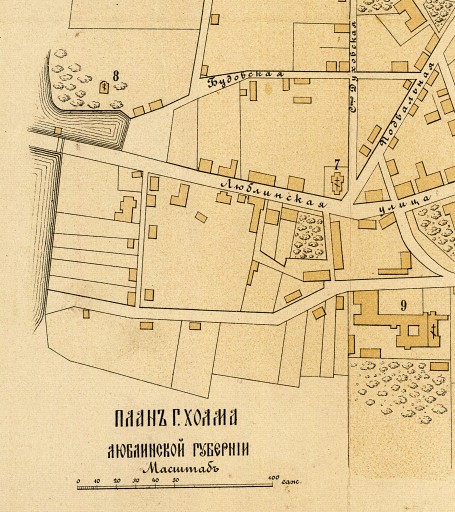 Stary plan CHEŁM 1884r. 60x60cm