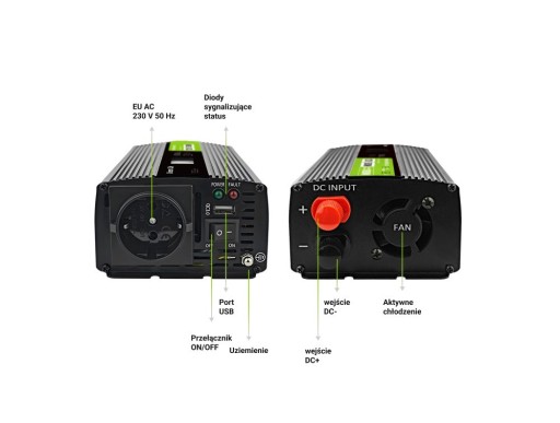 ПРЕОБРАЗОВАТЕЛЬ НАПРЯЖЕНИЯ Green Cell PowerInverter LCD 12В -> 230В 500Вт/1000Вт C