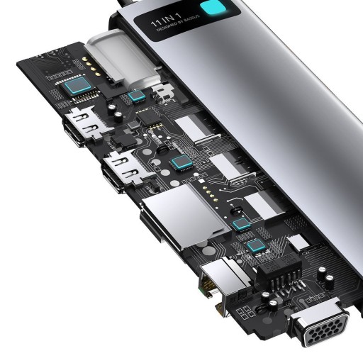 BASEUS HUB USB-C — 3x USB/USB-C PD 100 Вт/AUX/VGA/2x HDMI/SD/СЕТЕВАЯ КАРТА