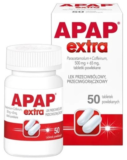 APAP Extra Pain Reliever Fever 50 таблеток.