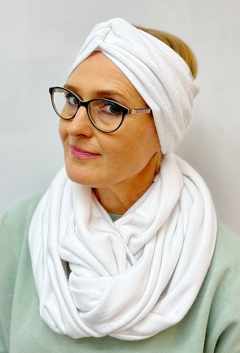 Szeroka opaska półturban wek-biały Eva Design