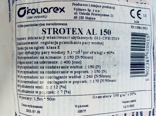 STROTEX AL150 АЛЮМИНИЕВАЯ ПАРИЗОЛЯЦИОННАЯ ФОЛЬГА