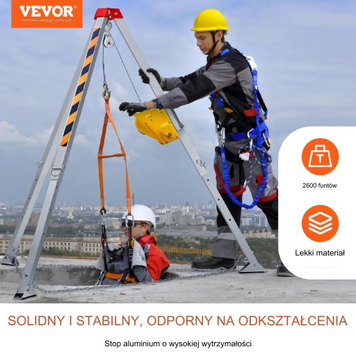 Trójnóg Statyw Ratowniczy z Wciągarką do Przestrzeni Zamkniętych 816 kg