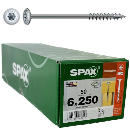 Wkręty talerzowe ciesielskie 6x250mm Spax do konstrukcji drewnianych op=50