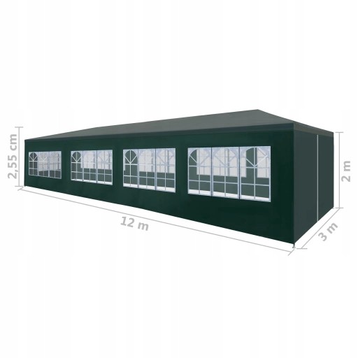 Палатка vidaXL для вечеринок 3 x 12 м, зеленая