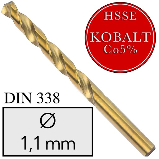 1,1 mm WIERTŁO DO METALU KOBALT HSSE INOX DIN 338