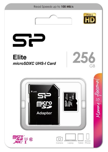 Карта памяти Silicon Power Elite 256 ГБ, класс 10 microSDXC, UHS-I, U1 + ada