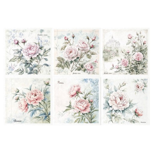 Zestaw papierów ryżowych RSM177 kwiaty, róże, peonie