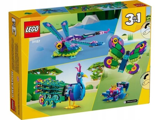 LEGO CREATOR ЭКЗОТИЧЕСКИЕ ЖИВОТНЫЕ РАЗНОЦВЕТНЫЙ ПАВЛИН СТРЕКОЗА ПОВИЖАЮЩИЕ КРЫЛЬЯ БАБОЧКА