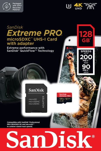 Карта памяти SANDISK Extreme PRO microSDXC 128 ГБ