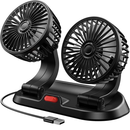 WENTYLATOR WIATRACZEK SAMOCHODOWY 360° OBROTOWY 12V/24V 10W 2-biegi USB