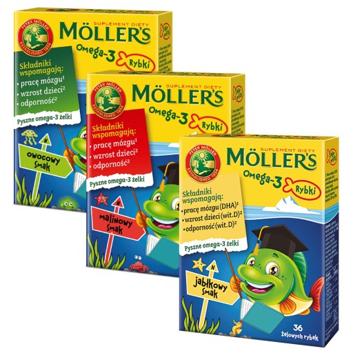 3x НАБОР желе Möller's Omega-3 РЫБА 36 шт. ИММУНИТЕТ детский ТРАН вит. Д3