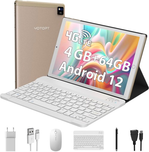 Планшет 10,1 дюйма, восьмиядерный процессор, 4 ГБ, 64 ГБ, Android 12.0, 4G LTE, Wi-Fi-клавиатура