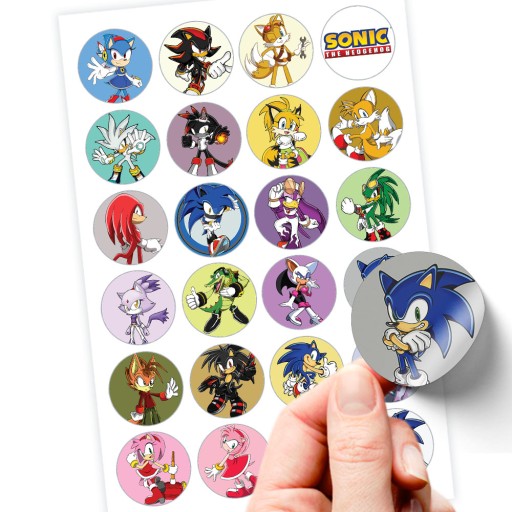 MARKOWE NAKLEJKI SONIC SUPER JAKOŚĆ 24SZT