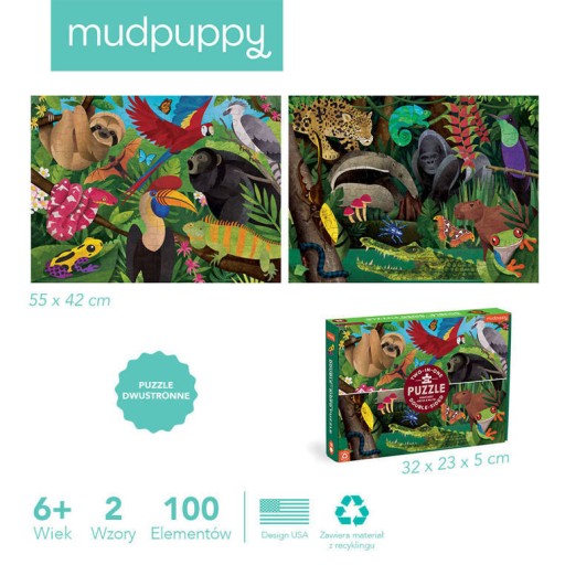Пазл Mudpuppy двусторонний Тропический лес 100 деталей