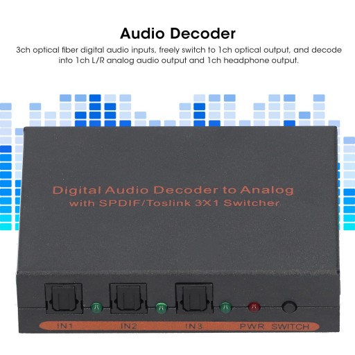 3x1 оптоволоконный цифровой аудиодекодер для преобразования spdif/av/rca