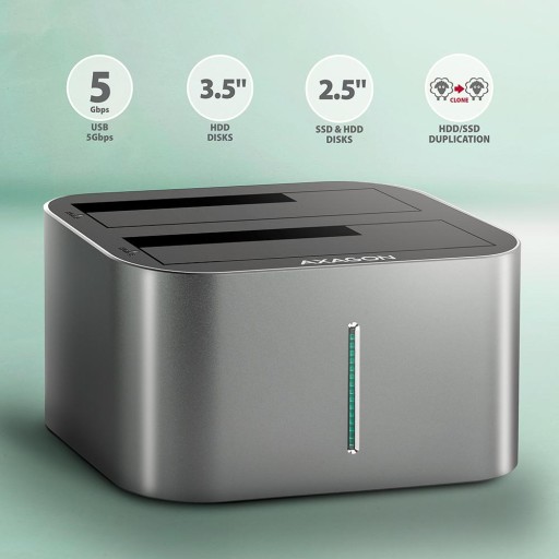 Док-станция USB-C 3.2 Gen1 для 2 твердотельных/жестких дисков SATA 6 Гбит/с 2,5 дюйма с функцией клонирования