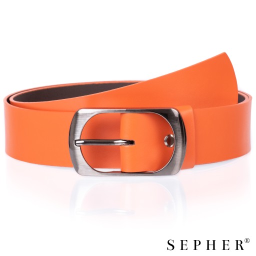 SEPHER широкий кожаный брючный ремень ORANGE