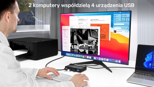 KVM-переключатель Unitek H1310A, 4 порта USB, 5 Гбит/с, активный