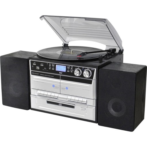 Стереосистема в стиле ретро, ​​проигрыватель пластинок, кассета CD MP3 DAB+FM