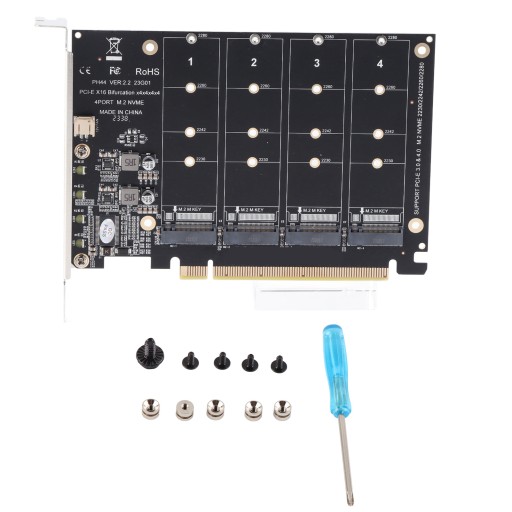 Адаптер m.2 nvme ssd to pcie x16, 4-портовая высокоскоростная карта Soft Raid 4x32 Гбит/с