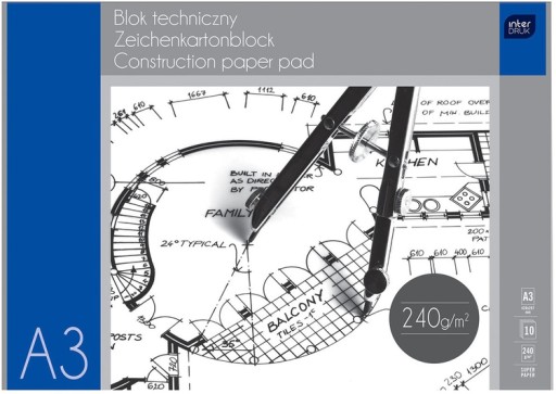 Blok Techniczny A3 Premium 10 K Białych Interdruk
