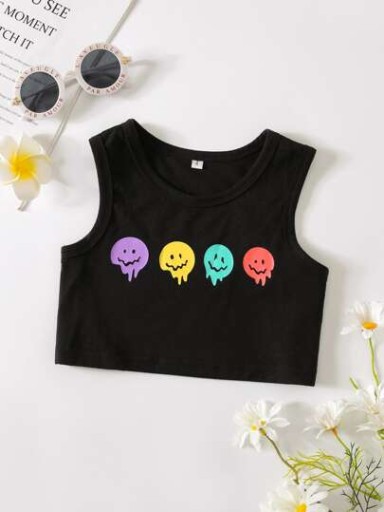 SHEIN ЧЕРНЫЙ ДЕТСКИЙ ТОП С ПРИНТОМ R.110 A477083