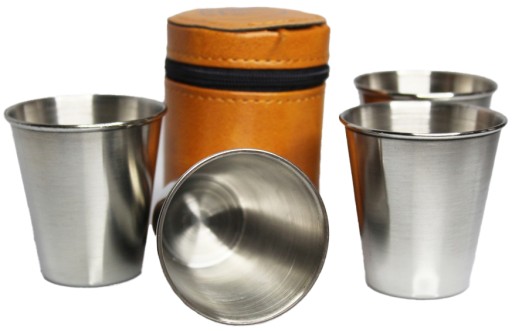 KIELISZKI TURYSTYCZNE METALOWE ETUI 4 SZT 70ML