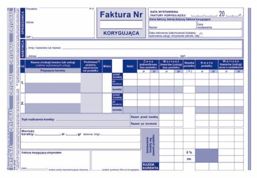 DRUK 107-3E FAKTURA A5 KORYGUJĄCA MICHALCZYK