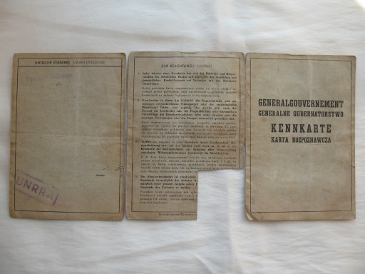 ГЕНЕРАЛЬНОЕ ПРАВИТЕЛЬСТВО КРАКАУ КЕННКАРТЕ - ПРИЗНАТЕЛЬНАЯ КАРТОЧКА 1942 ГОДА