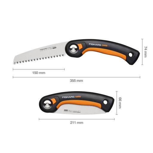 FISKARS Piła ręczna do gałęzi krótka ogrodowa składan 3 pozycje cięcia SW68