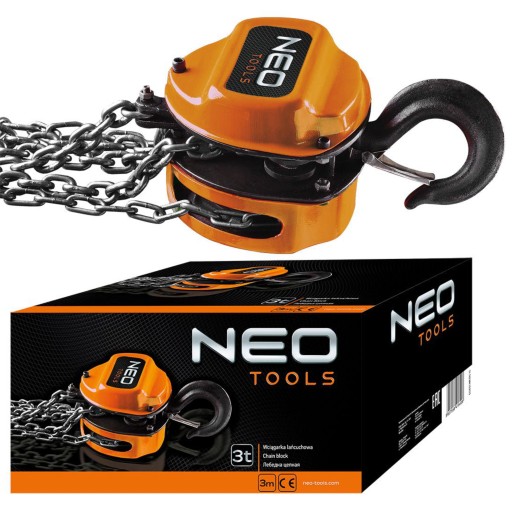 NEO Tools ЛЕБЕДКА ЦЕПНАЯ ЛЕБЕДКА 3т СТАЛЬНАЯ ЦЕПЬ 3м 11-762