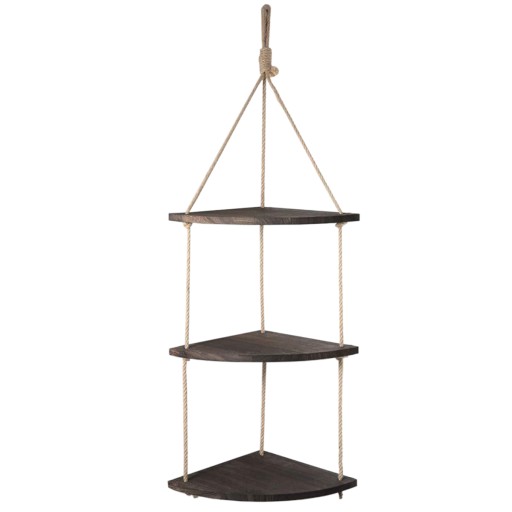 ПОДВЕСНАЯ УГЛОВАЯ ПОЛКА WOOD NATRUAL BOHO 24 КОРИЧНЕВЫЙ