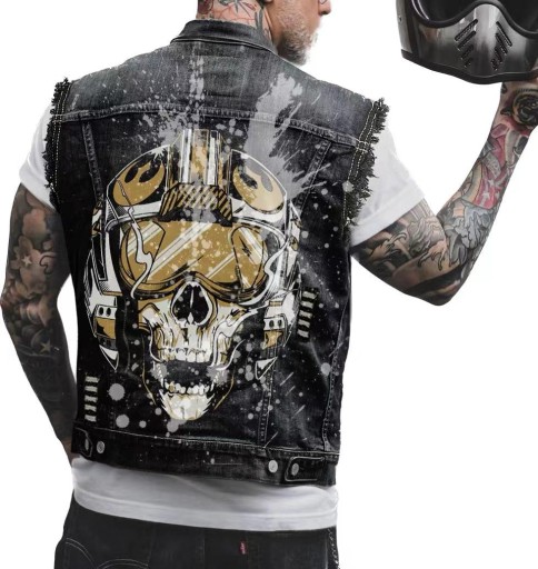 Мужской джинсовый жилет Skull Fashion