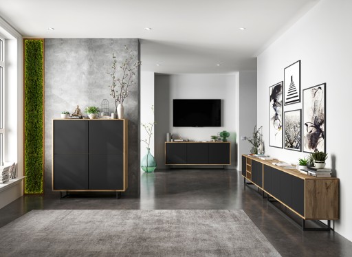 Шкаф под телевизор Modern Loft Wotan черный MAT 150 см