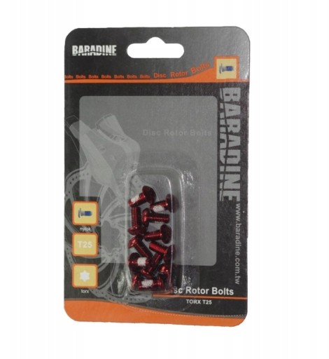 ВИНТЫ ДЛЯ ТОРМОЗНОГО ДИСКА BARADINE 12 ШТ. КРАСНЫЕ T25
