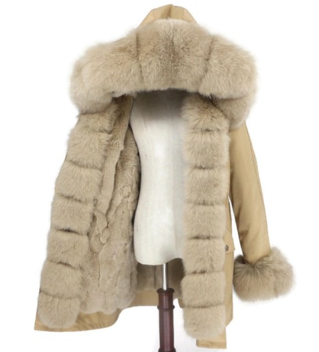 Kurtka Parka Futro naturalne Królik Lis Jenot 38 M