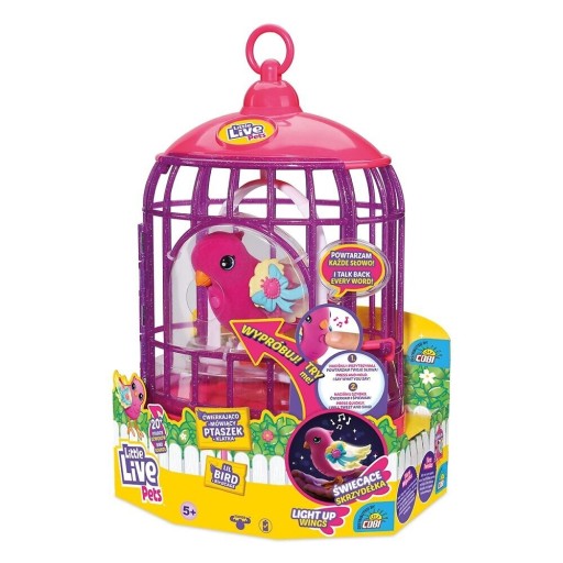 Cobi Little Live Pets розовая певчая птица в клетке