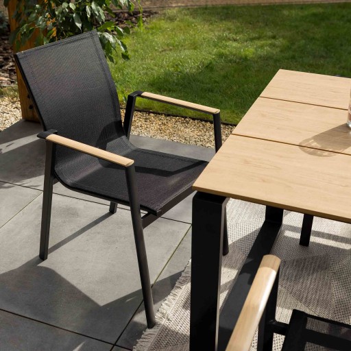 Krzesło ogrodowe aluminium podłokietnik polywood lekkie meble sztaplowane