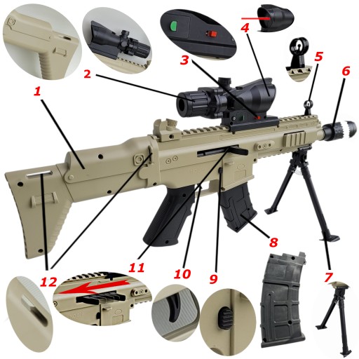 Karabin Snajperski BOJOWY SCAR Pistolet Na Kulki AIR SOFT GUN +Kulki+TARCZE
