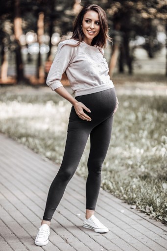 LEGGINSY CIĄŻOWE DŁUGIE GETRY Z PANELEM GRAFIT 3XL
