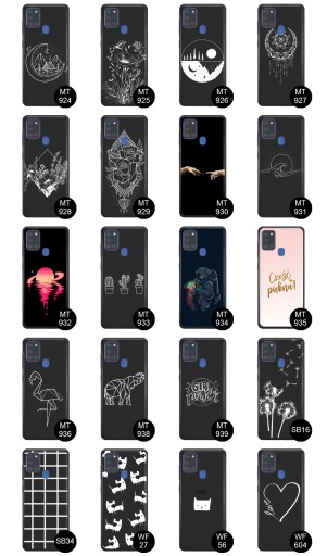 Матовый чехол для Samsung A21s, резиновые узоры + СТЕКЛО