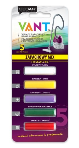 Ароматизаторный картридж для пылесосов MIX SEDAN UNIVERSAL, набор х 5 шт.